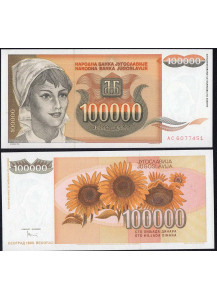 YUGOSLAVIA 100.000 Dinara 1993 Fior di Stampa
